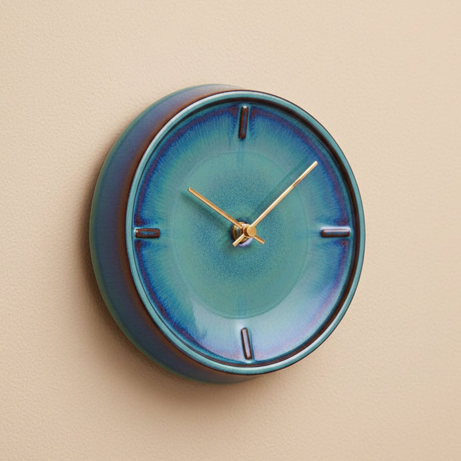 Sodateru Tokei Handmade Ceramic Wall Clock | Mino Ware | Made in Japan