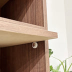 Nordic-Style Tall Bookshelf & Storage Cabinet 60cm | Walnut | Made in Japan