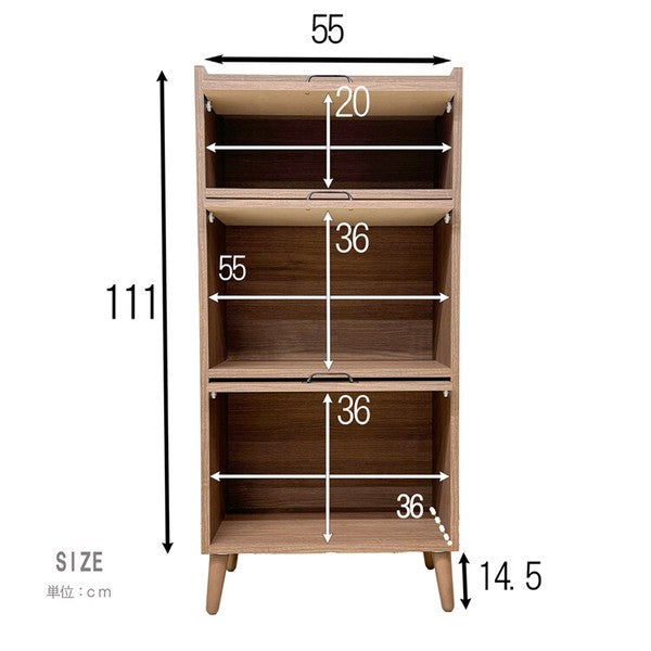 Nordic-Style Tall Bookshelf & Storage Cabinet 60cm | Walnut | Made in Japan