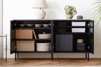 Natural Modern Sideboard｜霧面灰 × 復古木紋｜日本製