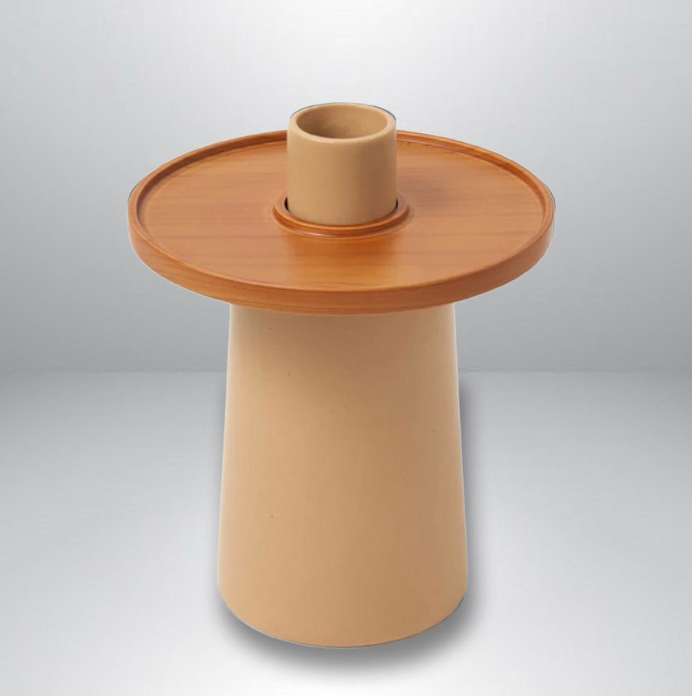 Mino Ware and Cypress Wood: Handcrafted Single-Flower Vase (Includes Odawara Cypress Wood Tray)