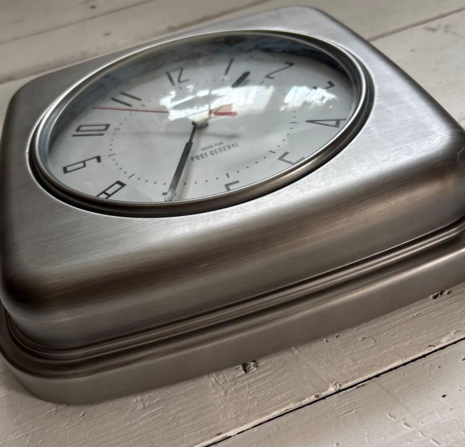 [Industrial Aesthetics] POST GENERAL Minimalist Industrial Wall Clock with Metallic Finish — Limited Edition Silver