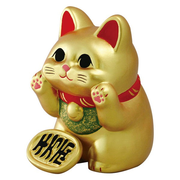 Reclining Beckoning Cat Ornament | Unglazed Pottery
