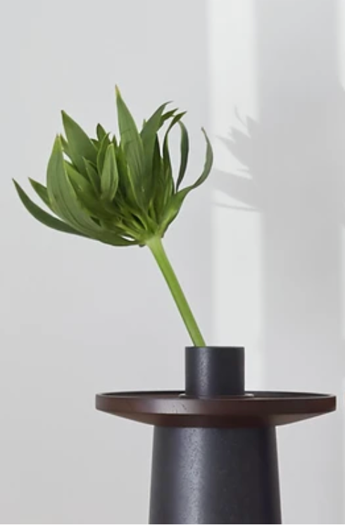 Mino Ware and Cypress Wood: Handcrafted Single-Flower Vase (Includes Odawara Cypress Wood Tray)