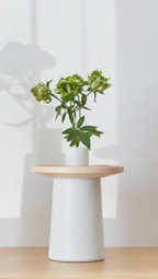 Mino Ware and Cypress Wood: Handcrafted Single-Flower Vase (Includes Odawara Cypress Wood Tray)