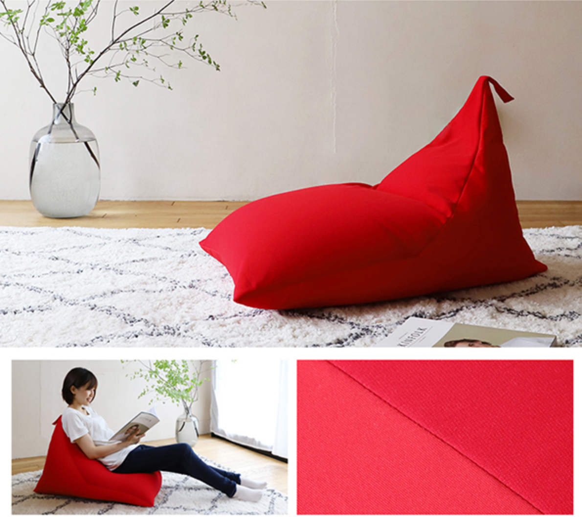 雲感三角舒壓懶人沙發（附提手・單人座）【日本製】