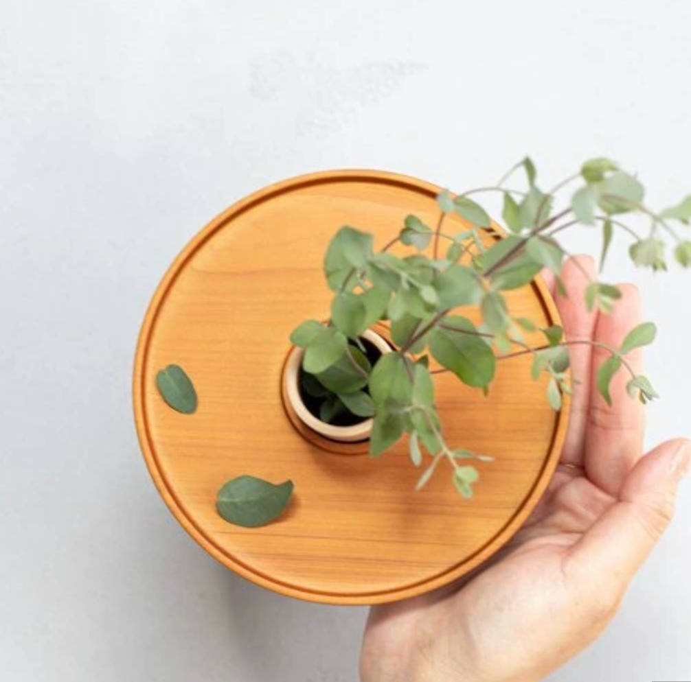 美濃燒與檜木：職人手作單花插花瓶（附小田原檜木托盤）