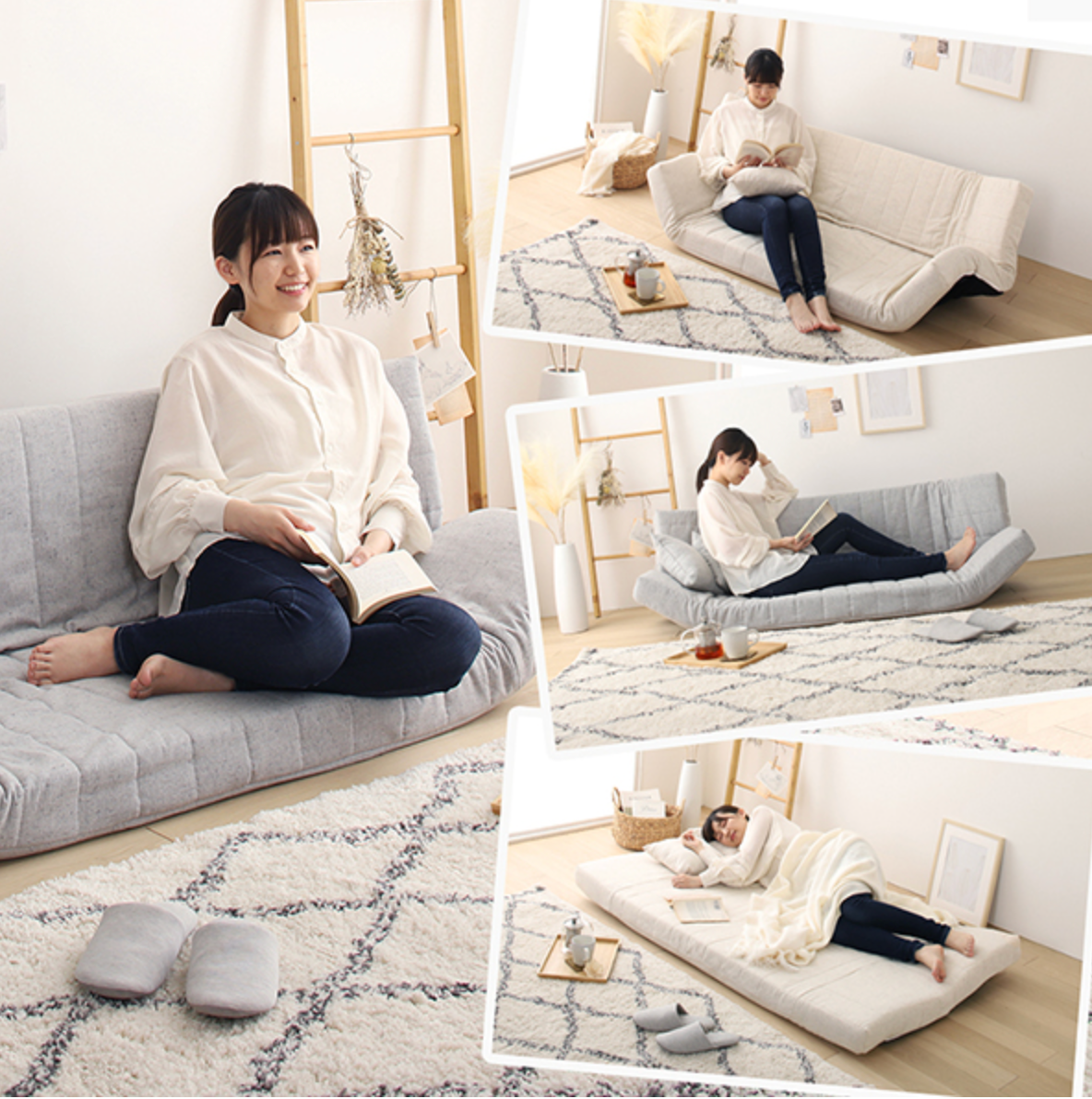 VANETTE Low-Resilience 2-Seater Multi-Functional Floor-Level Sofa