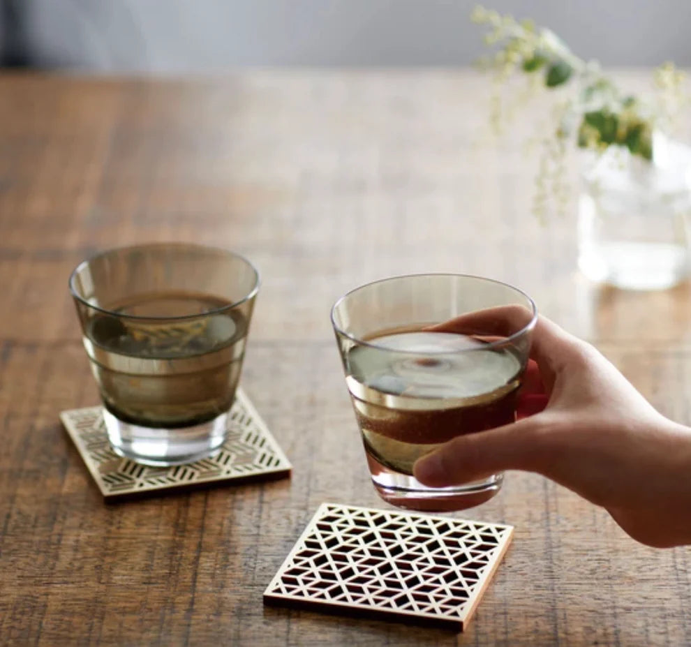 Handcrafted by Artisans: Carved Japanese Cypress Coasters